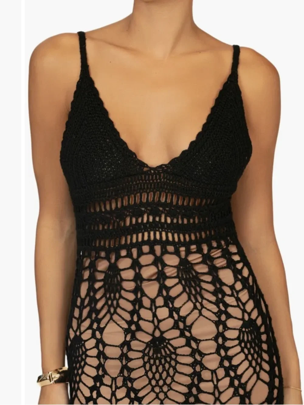 JLUXLABEL GREAT ESCAPE CROCHET MAXI DRESS LINED BODYCON BOHO GLAM **NWOT** - Picture 3 of 16